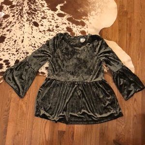 Cupio Green Velvet Peplum Shirt - Size S